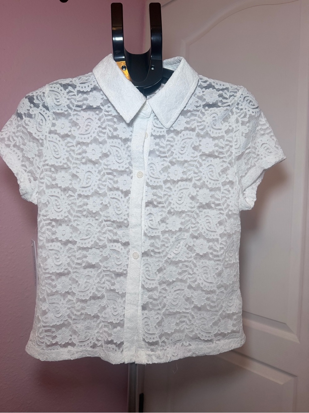 Princess Polly women’s White Lace Button-Up Blouse